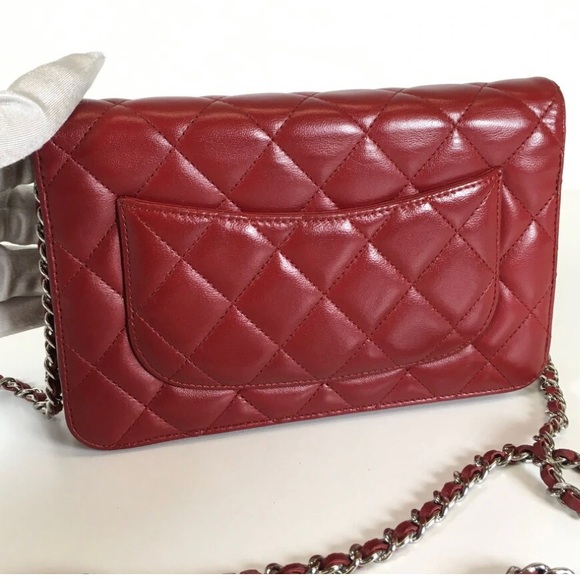 Chanel Classic Wallet on Chain Red Lambskin SHW - Picture 14 of 16